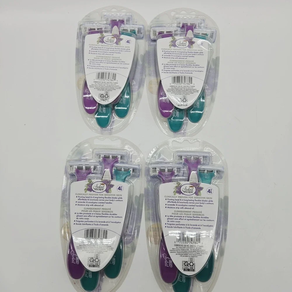 Lot 16ct Total Soleil Escape Womens Disposable Razors 4 Blades Lavender Scented